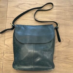 Vintage Green Leather Coach Shoulder Bag